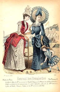 152.  Fashion engraving colors " Journal des Demoiselles " Paris 1887 - Picture 1 of 1