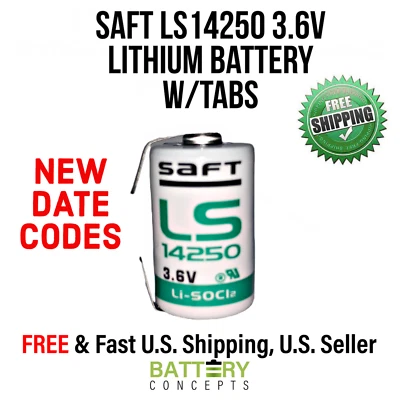 NEW Saft LS 14250T 3.6 V 1⁄2 AA-size Lithium Battery WITH TABS- FREE SHIPPING - Image 1 of 4