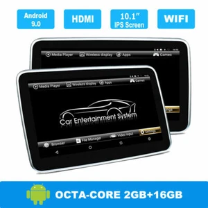 2PC 10.1"Android 9.0 Car Headrest Touch Screen Monitor 1080P WIFI FM Bluetooth - Picture 1 of 8