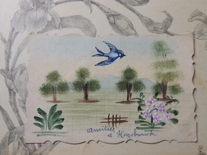 Carte Postale ancienne fantaisie Amitiés d'Hazebrouck Paysage Hirondelle - Imagen 1 de 1