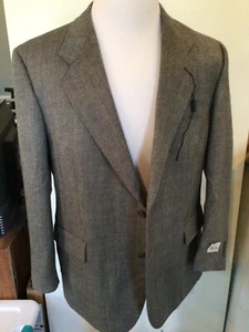 NWT Oleg Cassini Dark Gray 100% Lambswool Herringbone Sport Coat Sz 41S - Picture 1 of 8