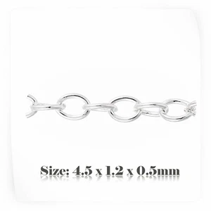 2m 925 Sterling Couleur Argent Plaqué Ovale Chaîne pour Bijoux Faisant 007 - Picture 1 of 2