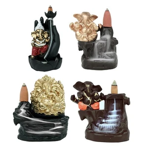 Waterfall Incense Burner Backflow Ganesh Smoke Censer Holder With Cone Handcraft - Picture 1 of 42