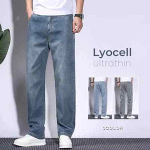 Jeans uomo larghi sottili estivi traspiranti pantaloni dritti business casual moda - Foto 1 di 15