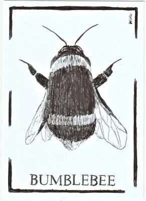 ACEO Art Sketch Card Animal Insect Bumblebee (ink) Drawing Foto 1 de 3