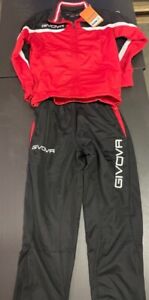 Givova Jogginganzug Trainingsanzug Sportanzug Fitness Streetwear, rot-black XS