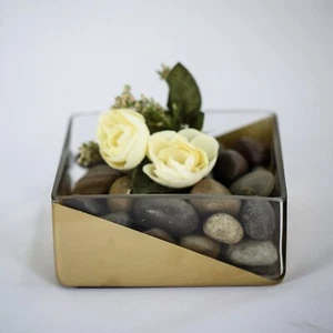 4 pcs 3" tall Clear with Gold Spray Glass Square Vases Wedding Home Centerpieces - Picture 1 of 7