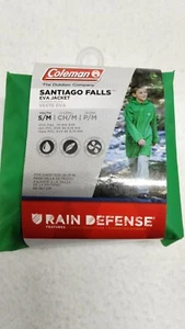 Coleman Youth Rain Jacket Green Hood Fits Chest Size 26"- 31" S/M Unisex Compact - Picture 1 of 9