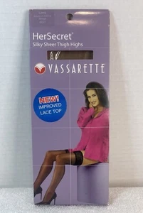 Vassarette Hersecret Lace Top Silky Sheer Thigh Highs Long Beige 4421 - Picture 1 of 2