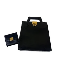 Salvatore Ferragamo Black Leather Bag And Purse Set - Picture 1 of 10