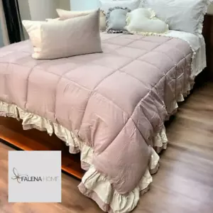 Trapunta piazza e mezza Coccole Invernale Stile Shabby Chic Rosa Con 2 Rouches - Foto 1 di 3