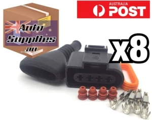 8 Set VW Audi Ignition Coil Connector & Ribbed Boot 1J0973724 Golf R8 A4 A6 A8 - Picture 1 of 2