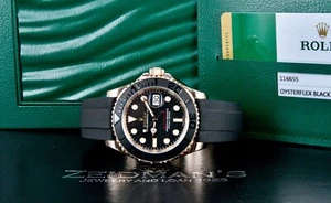 Rolex Yacht-Master 40 Rose Gold Black Ceramic Oysterflex 116655 - Picture 1 of 6