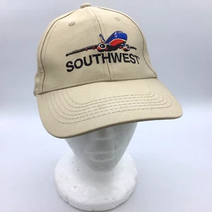 Southwest Airlines Tan Hat Embroidered Airplane Logo Baseball Cap 6 Panel - Imagen 1 de 8