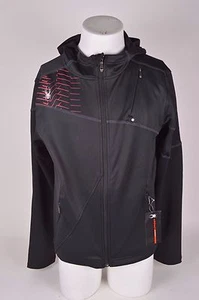 FELPA CON CAPPUCCIO UOMO SPYDER STRATO GIACCA PILE $159 L nera nuova con etichette - Foto 1 di 4