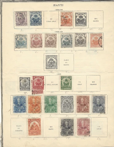 1893-1898 HAITI (HAYTI) STAMP LOT ON ALBUM PAGE GREAT GIFT PRESENT IDEA FOR DAD Cover