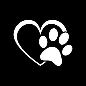 PAW PRINT with LOVE HEART Decal Vinyl Stickers | Lovers of Dog Cat Puppy Pet
