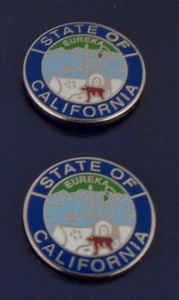 California CA State Seal SILVER 3/4" COLLAR LAPEL PINS police fire EMS security - Picture 1 of 2