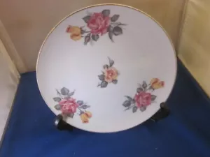 Vintage rot & gelb Rose Floral Goldrand 8" Teller Fine China - Bild 1 von 4