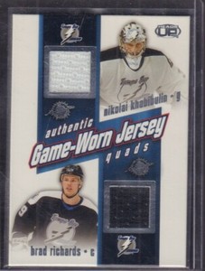 Brad Richards Valeri Bure Gameworn Jersey Quads Pacific Heads Up '03 020619DBCD