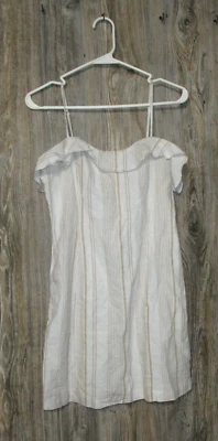 Forever 21 Dress Size XS Beige & White Stripe Linen Blend Cute Boho Party - Image 1 of 4