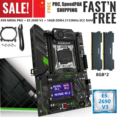 LGA 2011-v3 X99 MR9A Motherboard + E5 2690 V3 CPU 16GB DDR4 2133 MHz ECC RAM M.2 - Image 1 of 4