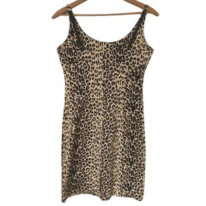 Y2K Animal Print Bodycon Dress M Mob Wife Sexy Stretch Rocker Vtg 90s Forever 21 - Picture 1 of 19