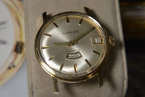 Vintage 60er Jahre Jubiläum Puw 1363 25J Automatik Herrenuhr --4 Reparatur - Bild 1 von 11