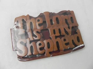 HANDMADE SOLID MAHOGANY SHALOM INDONESIA The Lord is my Shepherd 5.5" WALL SIGN - Picture 1 of 7