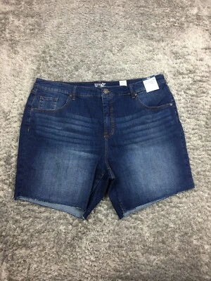 Terra & Sky Bermuda Jean Shorts Womens Size 18W Short Blue Denim 5 Pocket Dark - Image 1 of 4