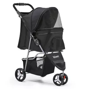 i.Pet Pet Stroller Dog Cat Cage Carrier Travel Pushchair Foldable Pram 3 Wheels - Picture 1 of 7
