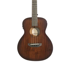 Haze 37" Solid Koa Top Height Adjustable Saddle Acoustic Bass Guitar - Natural - Picture 1 of 21