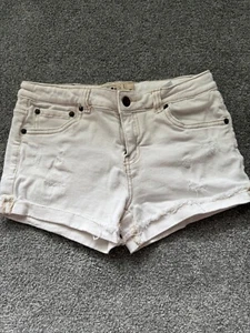 Lucky Brand White Riley Shorts Size 14 Frayed Cuffed Hem 5 pocket Jean shorts - Picture 1 of 5