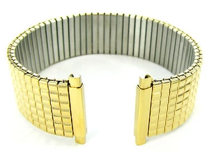 17-21mm Straight End T&C Twist-O-Flex Gold Tone Stainless Watch Band 520882 - Picture 1 of 2