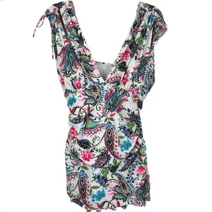 Mazu One Piece Swim Suit Dress Flower Colorful Beach Vacation White Size 18W - Picture 1 of 10