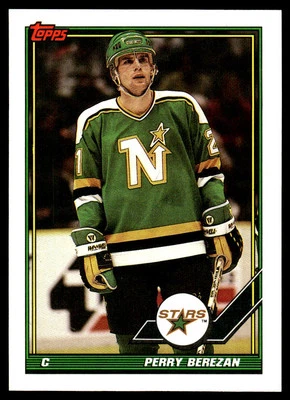 1991-92 Topps #485 Perry Berezan Minnesota North Stars Hockey Card - Image 1 of 2