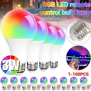 Lot RGBW LED Light Bulb 16 Color Changing Dimmable E27 Lamp With Remote Control - Picture 1 of 10