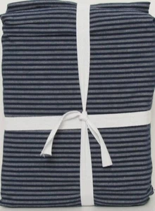 Pottery Barn Boxter Streifen Bio Laken Set, Twin/Twin XL Marine Hellgrau Neu mit Etikett - Bild 1 von 6