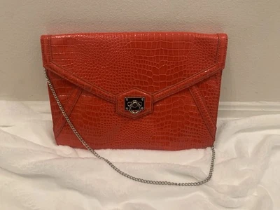 White House Black Market Purse Shoulder Bag Elegant Red Crocodile-Embossed - Image 1 of 4