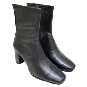 Aerosoles Mujeres Miley Tacón Bloque Calcetín Botines Talla US 8W Negro Imitación Cuero - Imagen 1 de 7