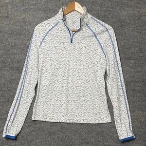Pullover G/Fore 1/4 Cremallera Para Mujer S Blanco Floral Manga Larga Golf Atletismo Preppy - Imagen 1 de 9