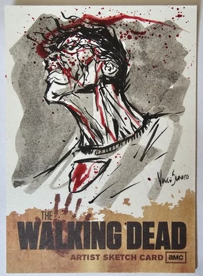Walking Dead Hand Drawn Artist Sketch Card Vince Sunico Rare Art Season 1 AMC - Image 1 of 4
