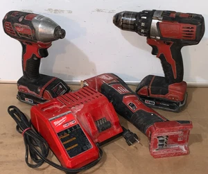MILWAUKEE 2656-20/2601-20/2626-20 COMBO SET W/ TWO BATTERIES & CHARGER - Picture 1 of 3