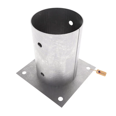 GeZu Impex Post Base Hot-Dip Galvanised Round Fence Support Bracket Holder - Image 1 of 4
