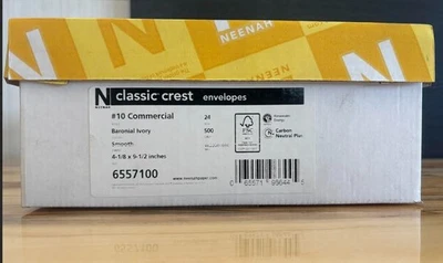 Neenah Classic Crest #10 Envelopes - 24 lb, Baronial Ivory, Smooth, 500 Box - Image 1 of 4