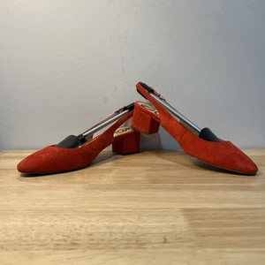 Sam Edelman Lorene Red Orange Suede Slingback Dress Pump Size 7.5M - Picture 1 of 9