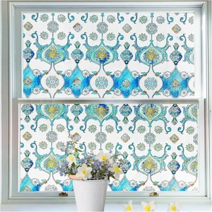 Película de ventana esmerilada 3D flor vitral decoración pegatina decoración hogar privacidad - Imagen 1 de 8