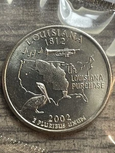 2002 D Louisiana State Quarter non circolato US Mint in originale Mint violoncello UNC - Foto 1 di 2