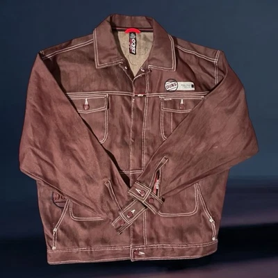 Willie Esco Denim Dungarees Jacket Men's Sz XL Red/ Brown Y2K Baggy Hip Hop - Image 1 of 4