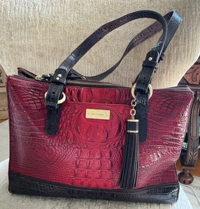 BRAHMIN RUBY TRI TEXTURE OMBRE MELBOURNE SHOULDER TASSLE PURSE - Picture 1 of 17